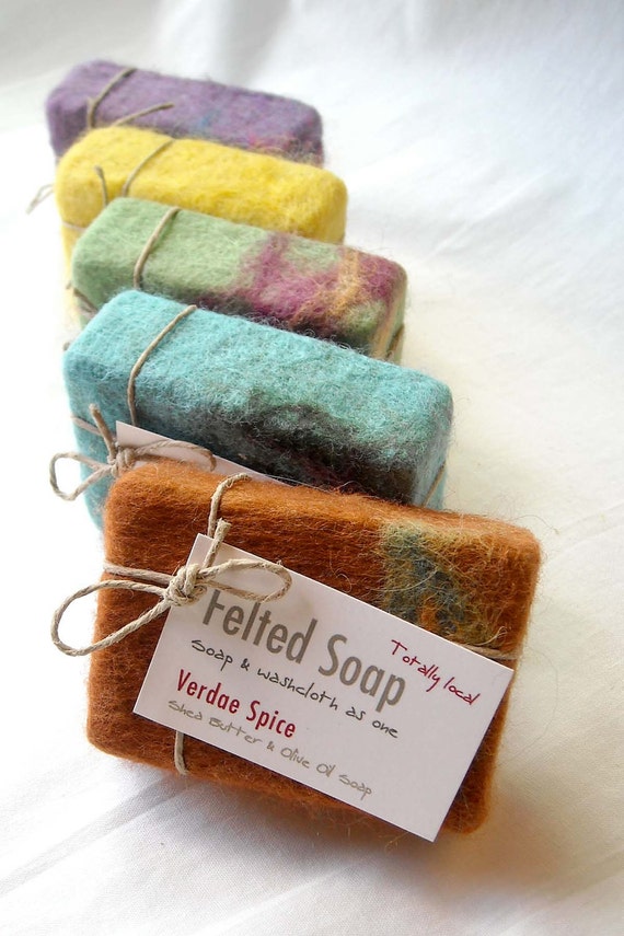 Items similar to Felted SoapsSoap and washcloth as one on Etsy