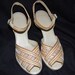 Vintage 50s 60s Sandals Shoes // 1950s Strap Sandals of Raffia by Red Cross Neutral Tones Peeptoe Sandals Shoes