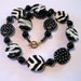 Beaded Necklace in Black and White Kazuri Beads