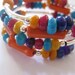 Memory Wire Jewelry, Multi Colored Bangle, Moth of Pearl Shell, Kazuri Bead