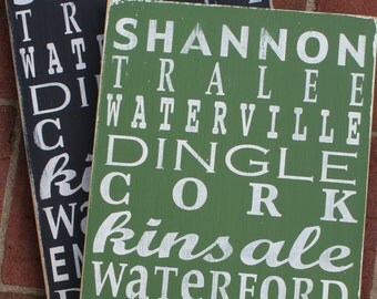 Ireland Subway Style Destination Sign - Typography Word Art - Perfect for St. Patrick's Day