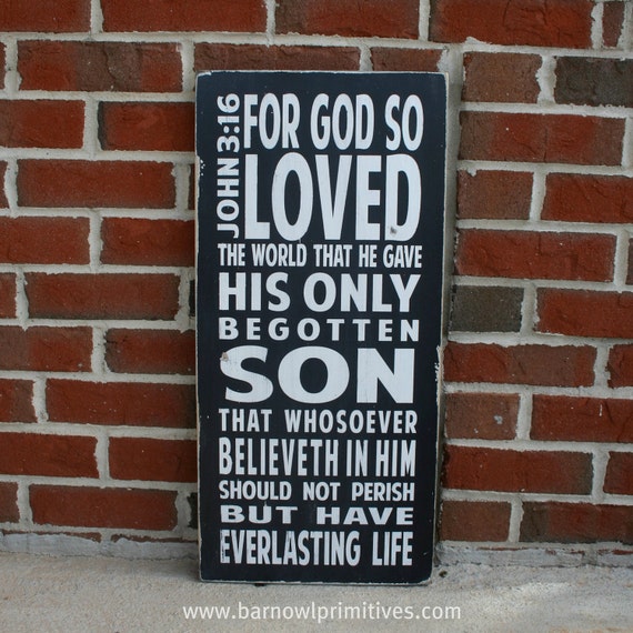 John 3:16 Heavily Distressed Vintage Style Typography Word