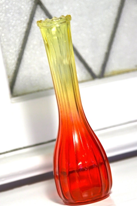 Vintage Glass Amberina Vase 1950's