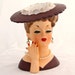 Napco Headvase C3343B - 1950s Lady with Hand Up - Planter Vase