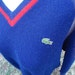 vintage Lacoste Izod v-neck CARDIGAN SWEATER blue red Large