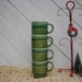 Vintage Mid Century Stacking Mugs/Cups - Set of 4 - Green Bluegreen