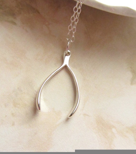 Wishbone sterling silver charm necklace Minimal Collection