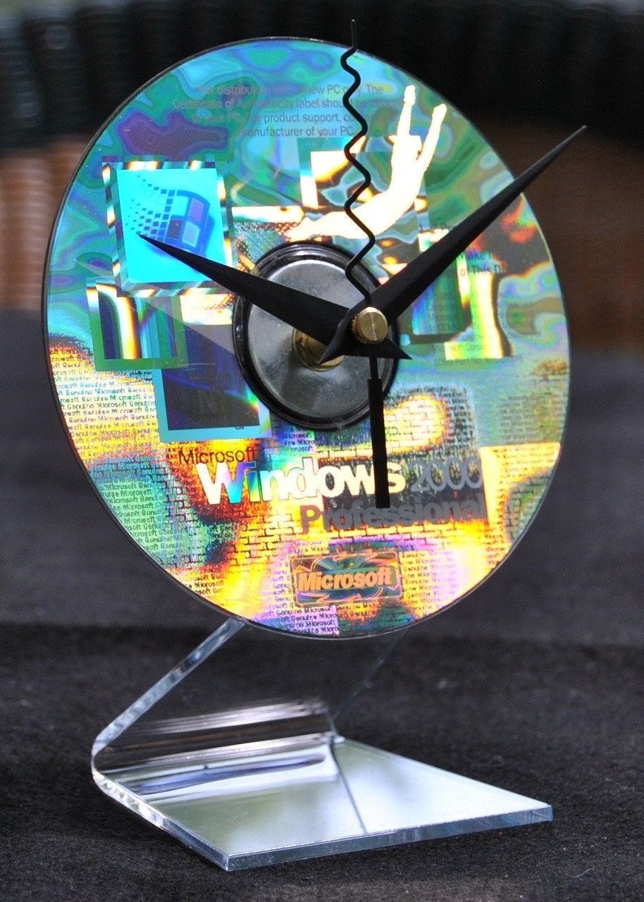 diy acrylic desk cd holographic clock 2000 Windows desk