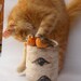 Birch Bark Vase Ceramic Stonware Vase with a pair of robin birds, Utensil Holder