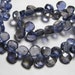 8 inches strand - Trully Gorgeous - Deep Blue Natural - iolite - Super Sparkle Faceted Heart Briolett Huge Size - 5 - 6 mm