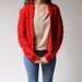 Vintage 70s MAKENZIE Red Cable Knit Cardigan (s - m)