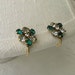 Emerald Green and Clear Rhinestone Screw Back Earrings