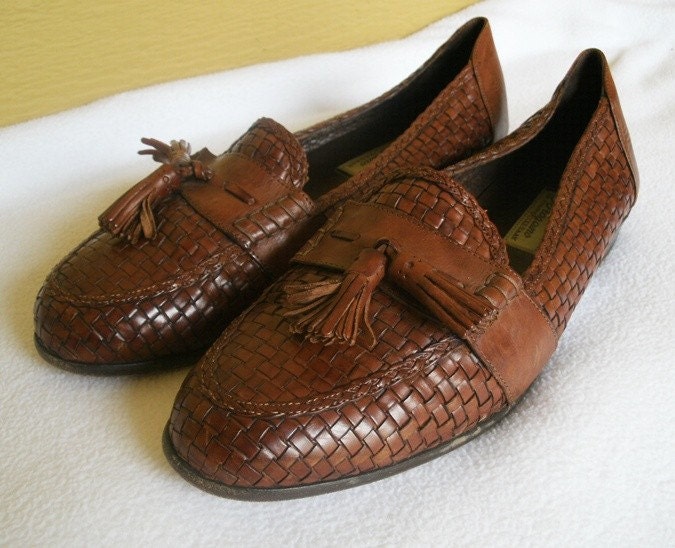 Braided Leather Italian Loafers by Bragano mens 9.5