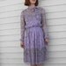 Vintage 70s Dress Floral Sheer Print Lavender Purple Secretary