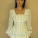 Vintage Gunne Sax Dress Ivory Ruffle Hippie Prairie Full Boho XS