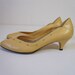Leather Heels Size 10, Lemon Yellow Leather Pumps with Cut Out Detail, Vintage East Fifth