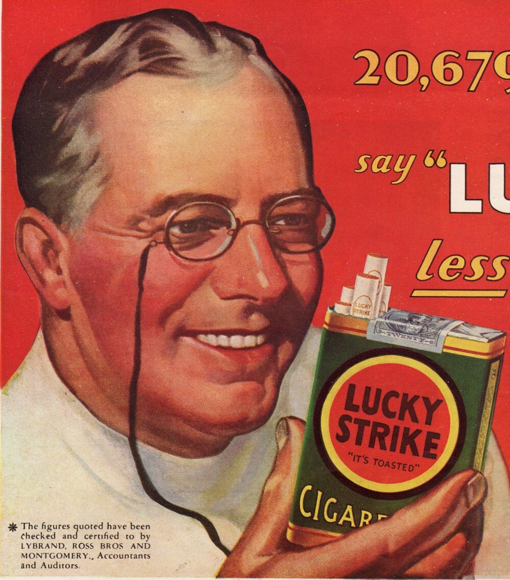 1930 Advertising Doctor promoting Smoking Cigarettes LUCKY