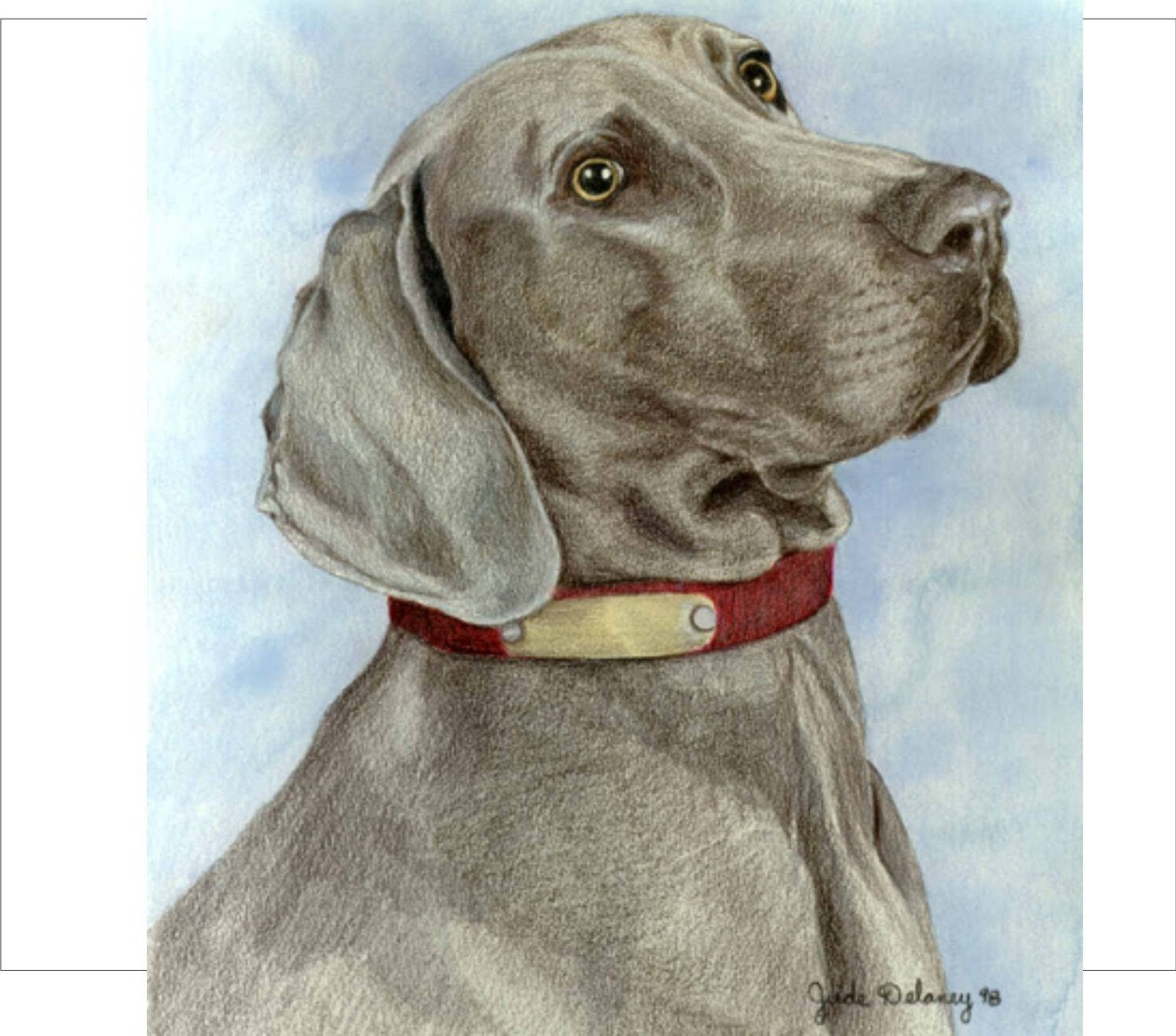 Weimaraner Dog Art Mini Print Prince by Jude Delaney by CaninaArt