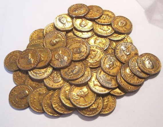 Vintage Paperweight Pile of Gold Coins