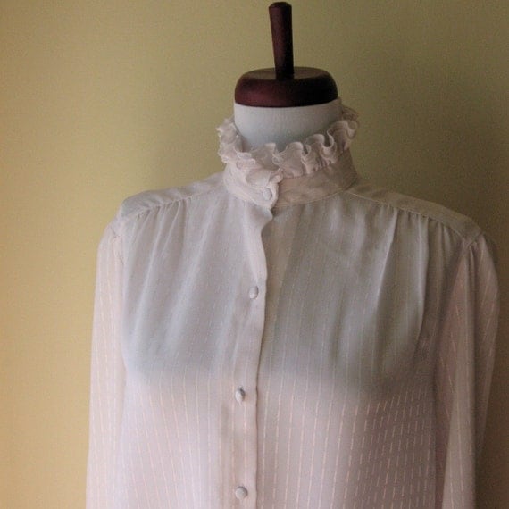 The White Victorian High Neck Ruffle Blouse