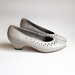 Vintage 1970s Shoes / DOVE GREY Perforated Leather Low Heel Unworn New Deadstock Size 10 or 10 1/2