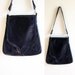 Vintage 1970s Purse / Black Leather BOHO Appliqued Shoulder Bag with Flap