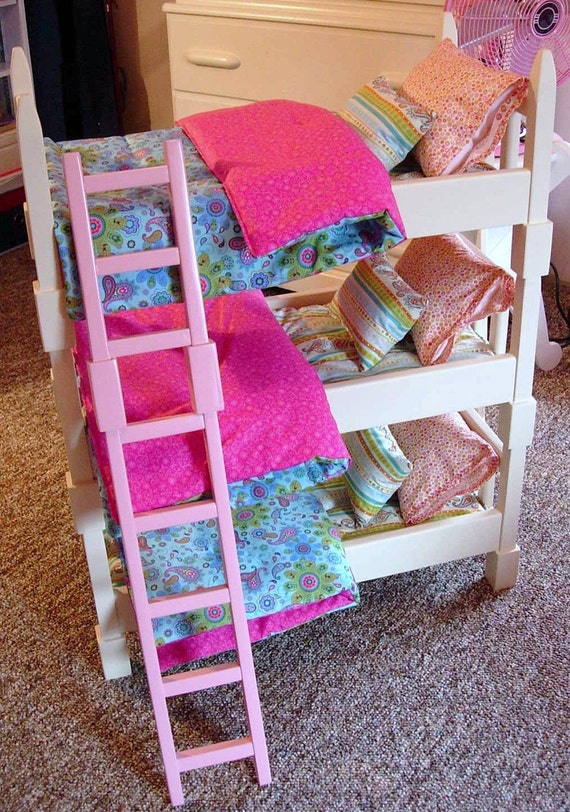 Triple Bunk Doll Beds Complete Set for American Girl-Chloe