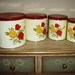 SALE 15 Percent Off ... set of 4 yellow and red ROSES CANISTER Set ... Vintage household kitsch
