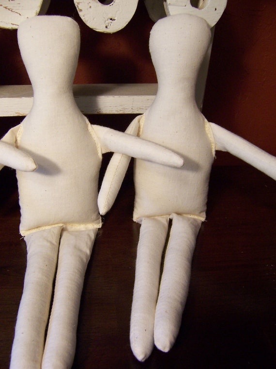 3 Primitive Muslin cloth doll body forms 1314 inch for