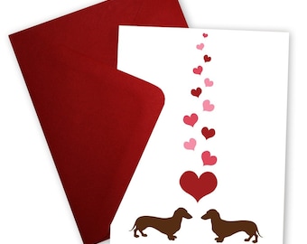 Dachshunds in Love - Valentine card personalized with your message