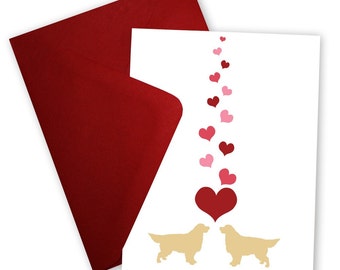 Golden Retrievers in Love - Valentine card personalized with your message