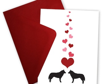 Huskies in Love - Valentine card personalized with your message