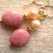 Pink Rhodonite Earrings Rose Pearls Gold Honeysuckle Carnation Salmon Peach Mauve