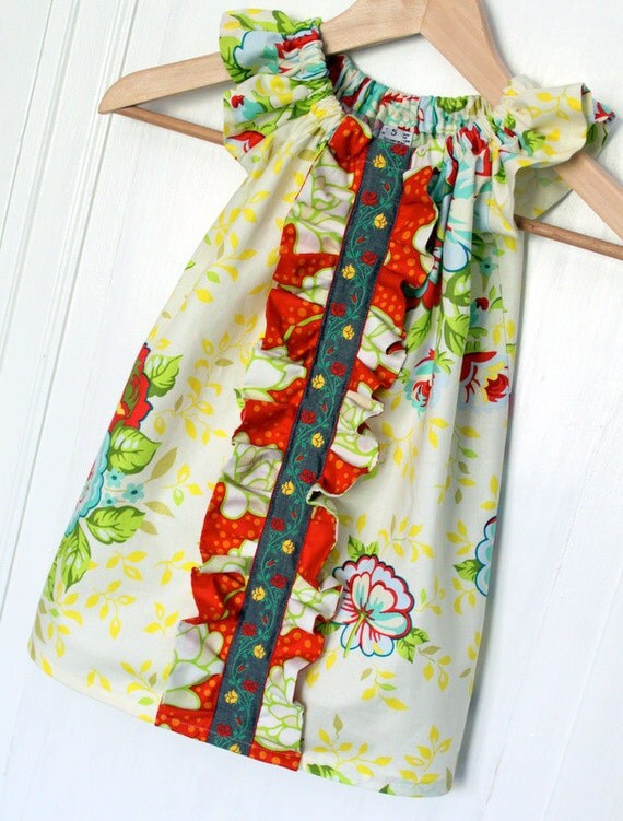 Flutter Sleeve Peasant Ruffle Dress Custom Sizes 12m 2T 3T 4