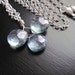 Triple Quartz Necklace Blue Green Faceted Heart Briolette Sterling Silver Wire Wrapped