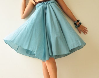 Wind of change.... Blue-Brown Cotton Dress 2 Sizes Available
