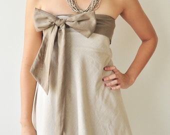 Two tone.... Cream-Brown Cotton Dress 2 Sizes Available