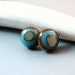 Teal and Brown Post Earrings, Fused Glass Jewelry