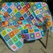 Granny square afghan blanket, warm wrap, colorful, handmade, crochet, patchwork, blue and purple, cozy