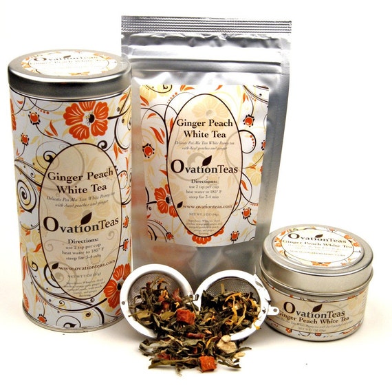 Ginger Peach White Tea Loose Leaf Flavored Tea By Ovationteas