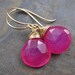 Hot Pink Chalcedony Briolettes - Hard Candy - 14kt Gold Filled Hook Earrings