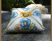 Pincushion - Floral Pincushion - Large Pin Pillow - Jumbo Vintage Floral Handkerchief Pincushion - Turquoise and Golden Yellow Pincushion Pincushion - Floral Pincushion - Large Pin Pillow - Jumbo Vintage Floral Handkerchief Pincushion - Turquoise and Golden Yellow Pincushion