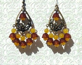 Chandelier Tulip Earring in Yellow and Brown - A Little Bohemian in the Garden - Cyber Monday Sale Chandelier Tulip Earring in Yellow and Brown - A Little Bohemian in the Garden - Cyber Monday Sale