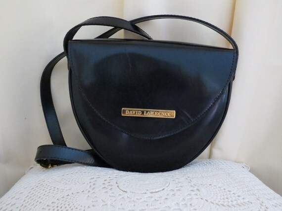 Vintage David Lawrence Black Leather Handbag Shoulder Bag