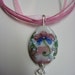 40% off Lotus, Glass Bead, Lampwork, pendant, reversible, necklace, pink, pastel, silver craft wire