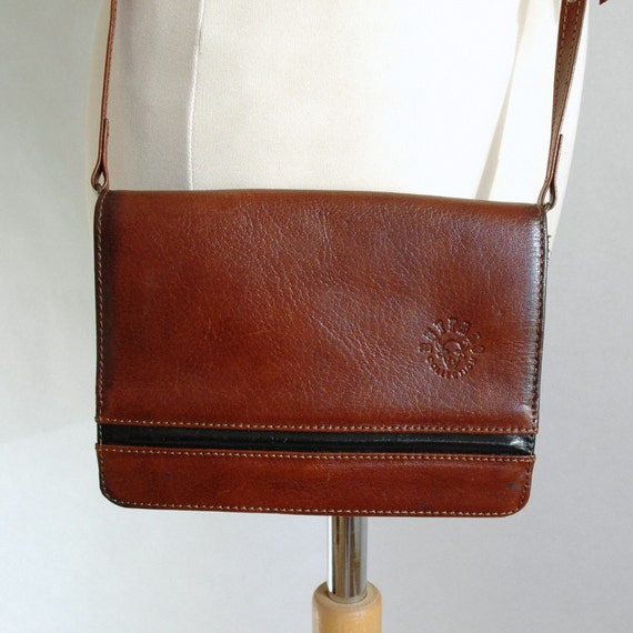 Vtg Small Brown Leather Crossbody Purse With Removable