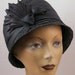 The Black Raven Cloche hat - straw with ribbon Wing and bow 1920s
