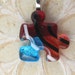 Puzzle Pendant, Red, Blue & Pale Coral Fused Dichroic Glass DGP-254