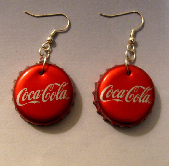 Coca Cola Recycled Soda Bottle Cap Earrings