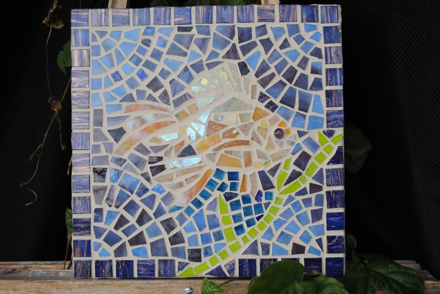 Koi Fish Stained Glass Mosaic Garden Stepping by midcenturymosaics